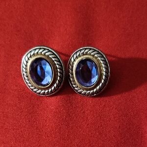 Elegant Blue and Gold Earrings